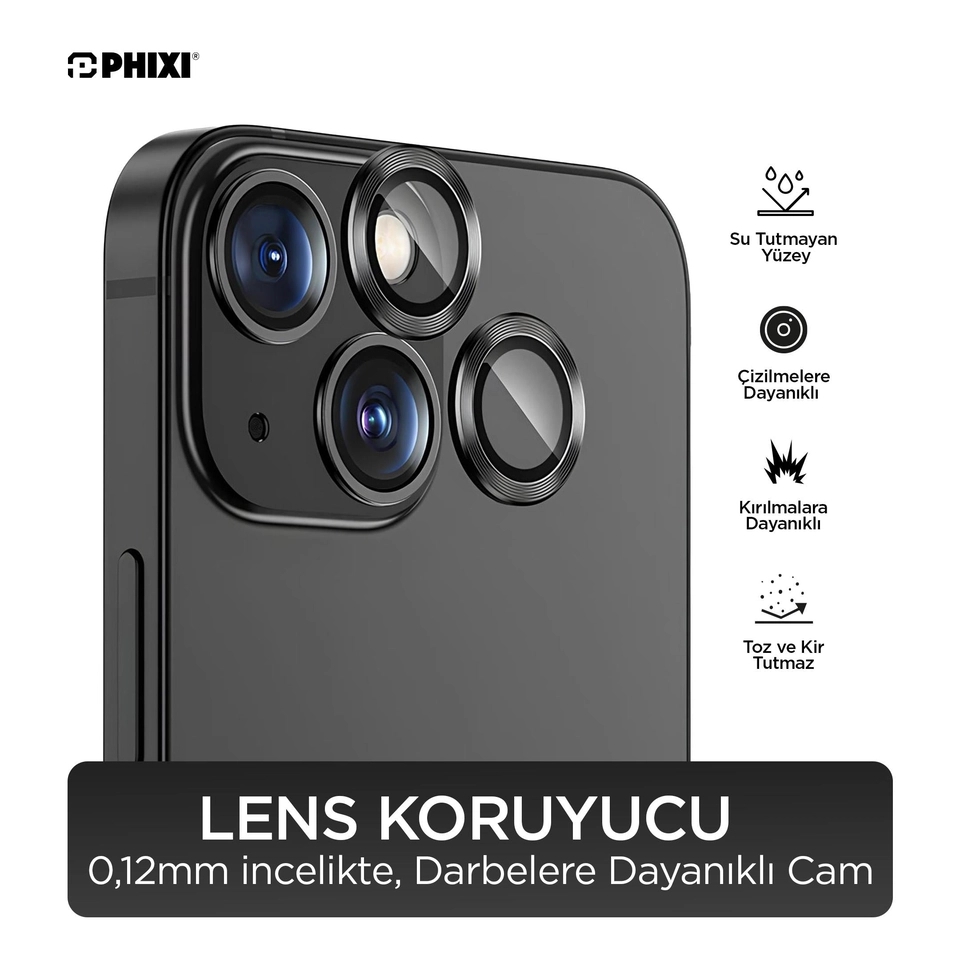 iPhone 13 / 13 Mini Uyumlu Kamera Lens Koruyucu - Phixi Premium Guard Serisİ