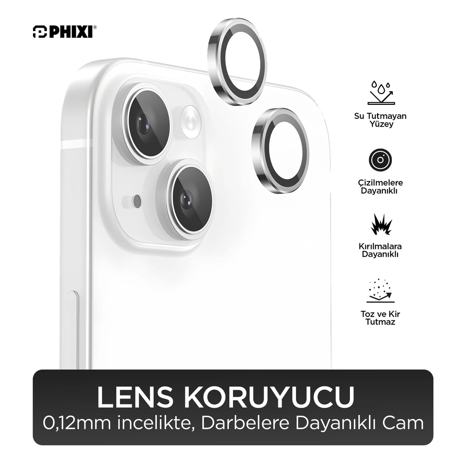 Phixi Premium Guard Serisi – iPhone 13 / 13 Mini Uyumlu Kamera Lens Koruyucu