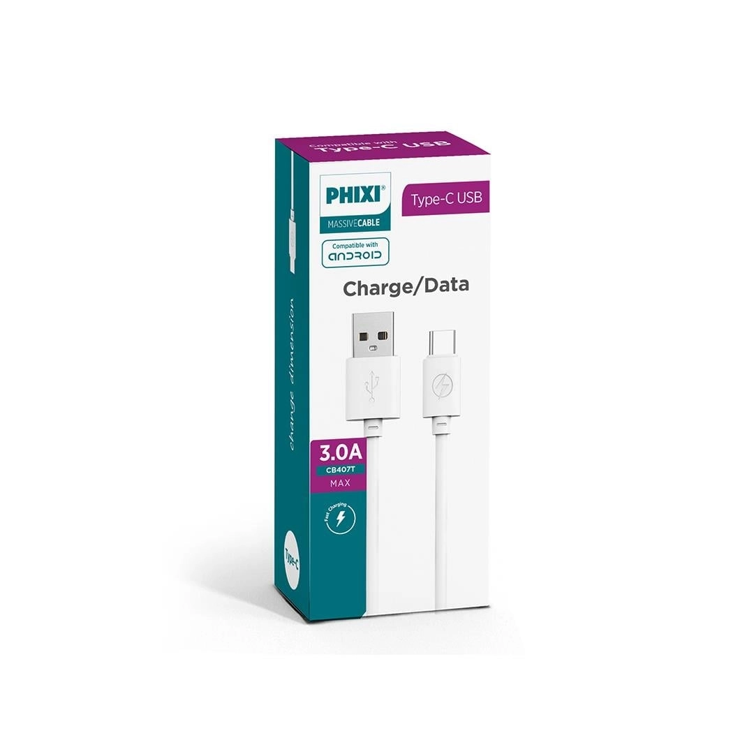 PHİXİ CB407T 30LU PAKET 3.0A TYPE-C USB KABLO