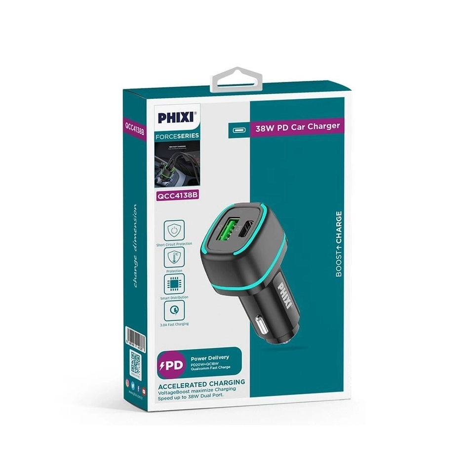 PHİXİ QCC4138B 3.0A PD/USB ARAÇ ŞARJ ADAPTÖR