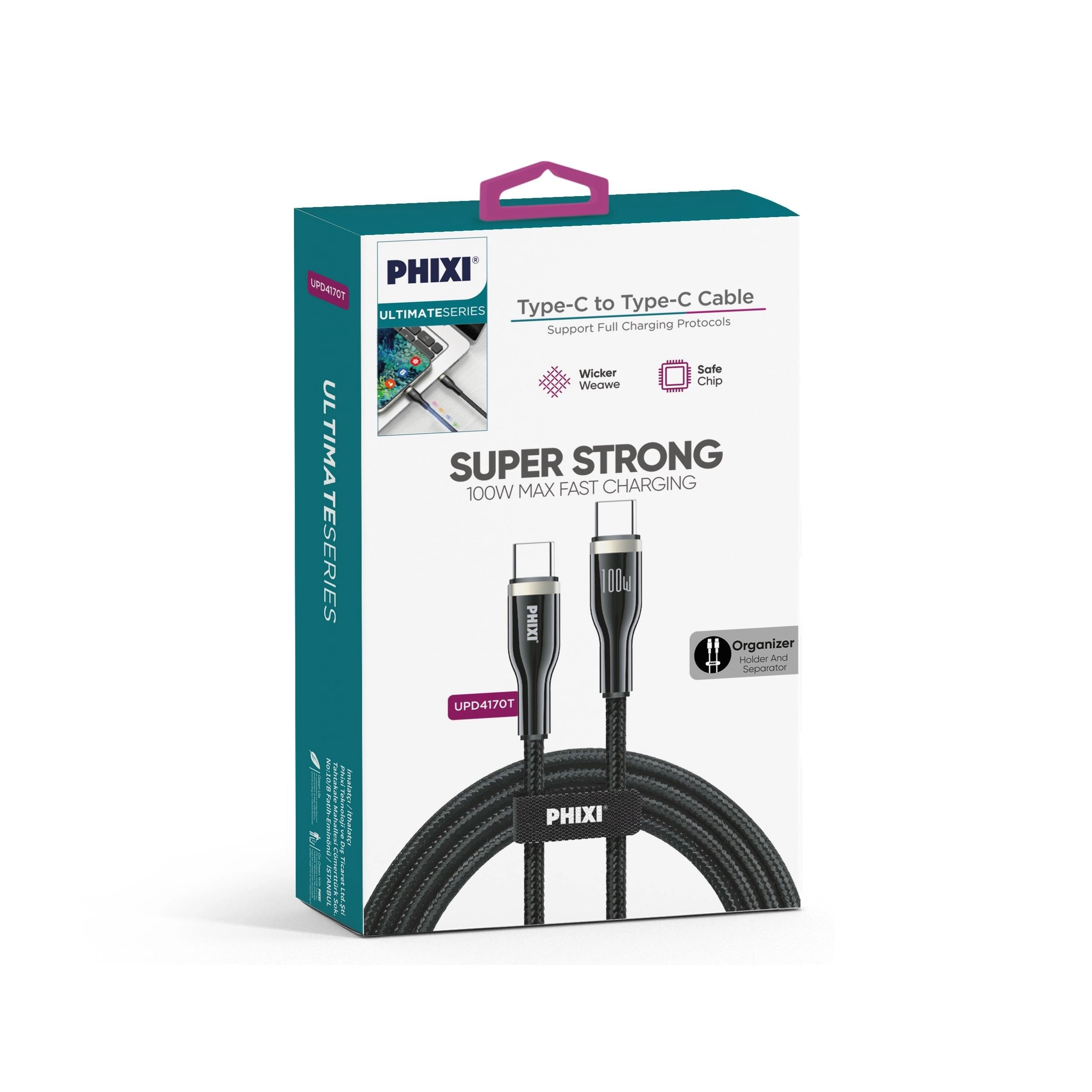 PHİXİ UPD4170T 100W TYPE-C TO TYPE-C KABLO