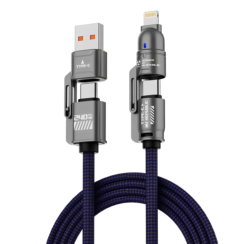 PHİXİ UPD4180 240W 4İN1 USB-A+USB-C TO USB-C+LİGHTNİNG KABLO