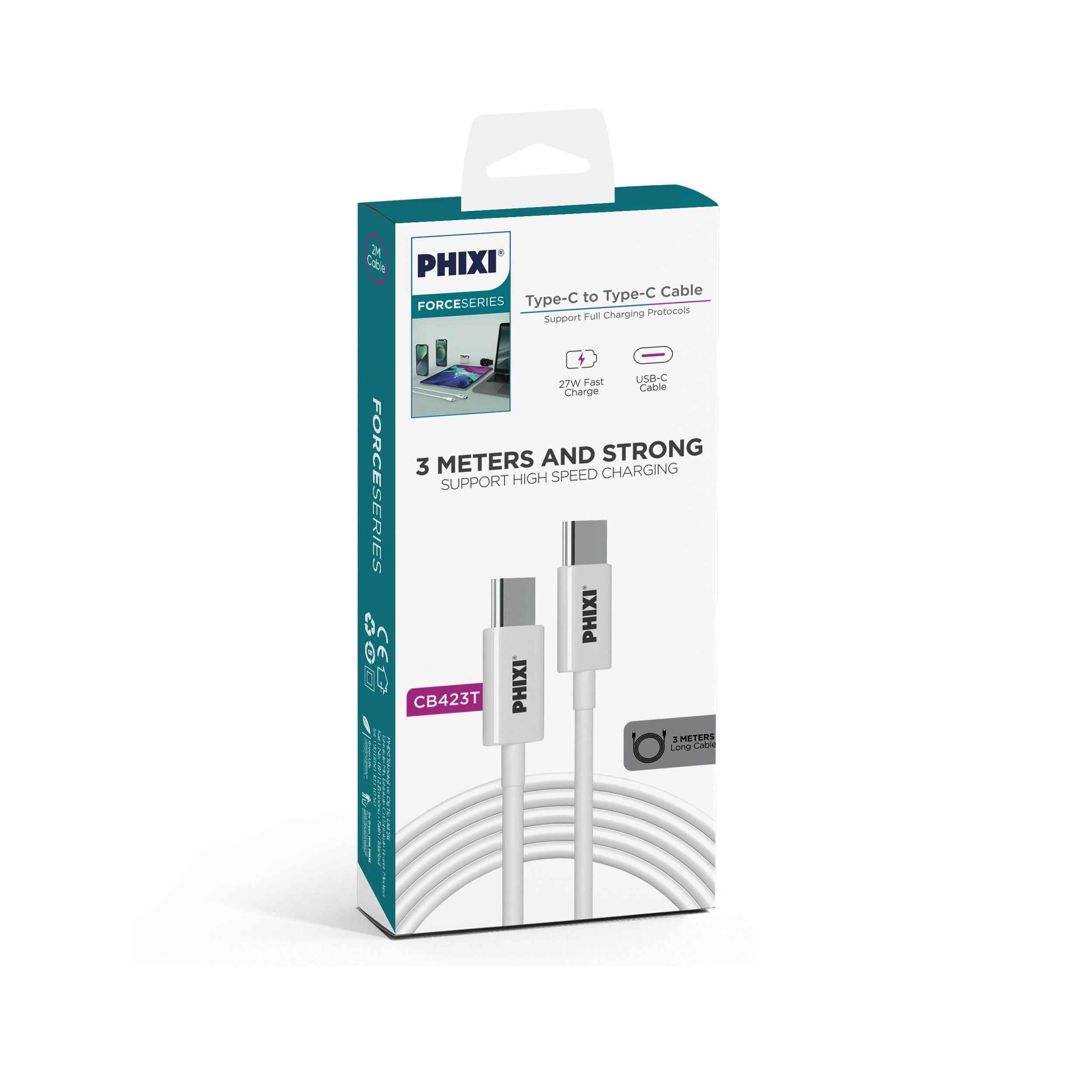 PHİXİ CB423T 3MT. TYPE-C TO TYPE-C KABLO