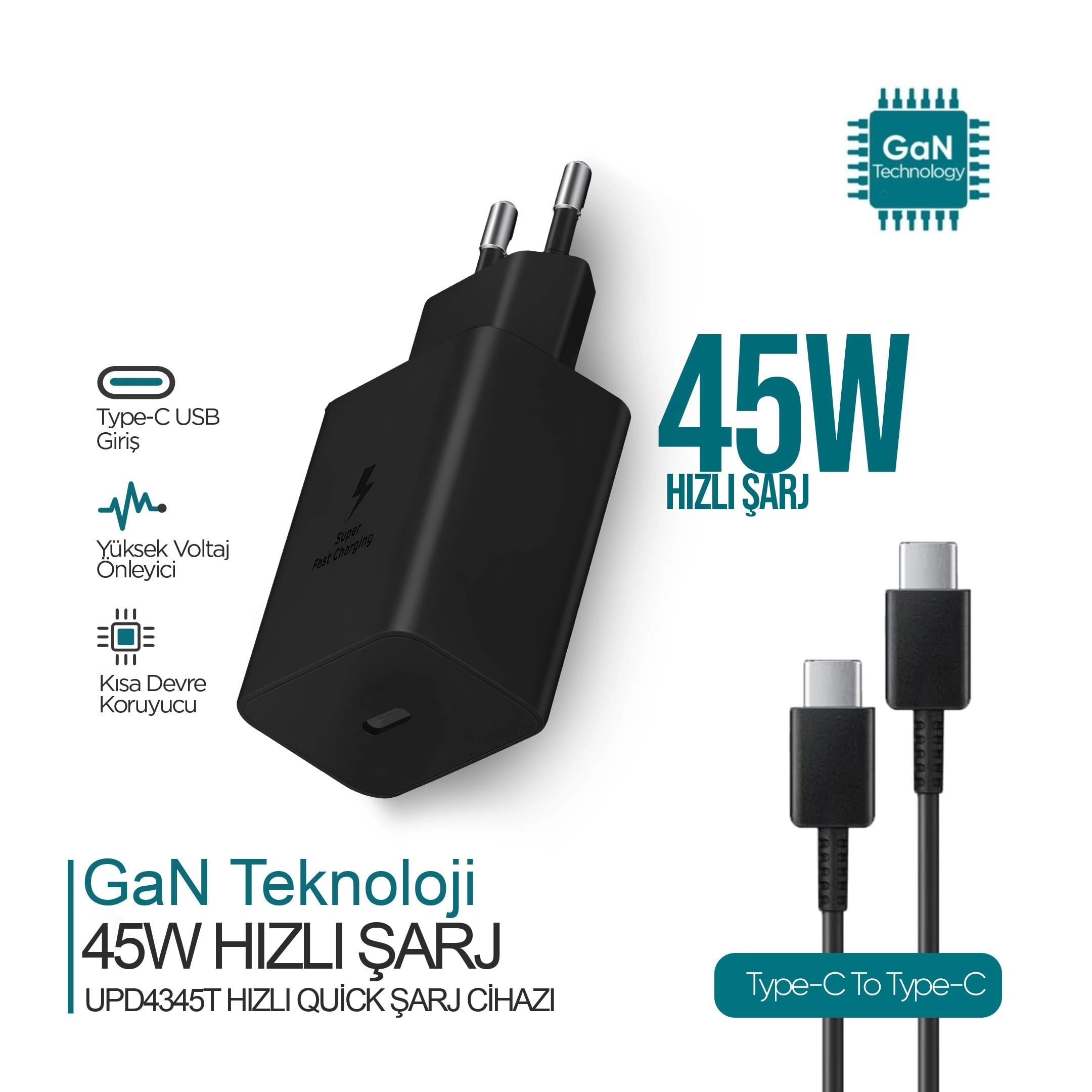 UPD4345T 45W TYPE-C ŞARJ ALETİ
