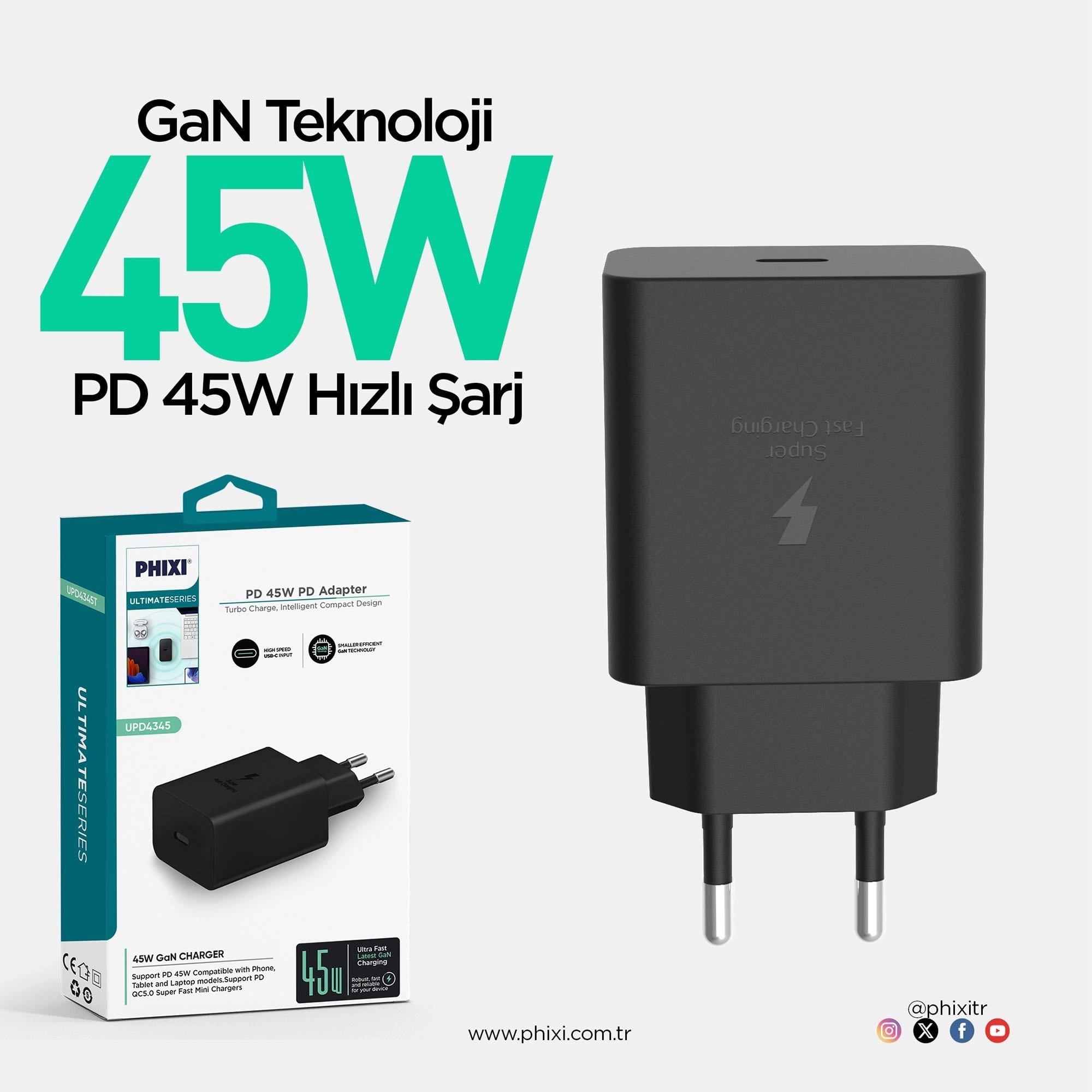 UPD4345T 45W TYPE-C ŞARJ ALETİ