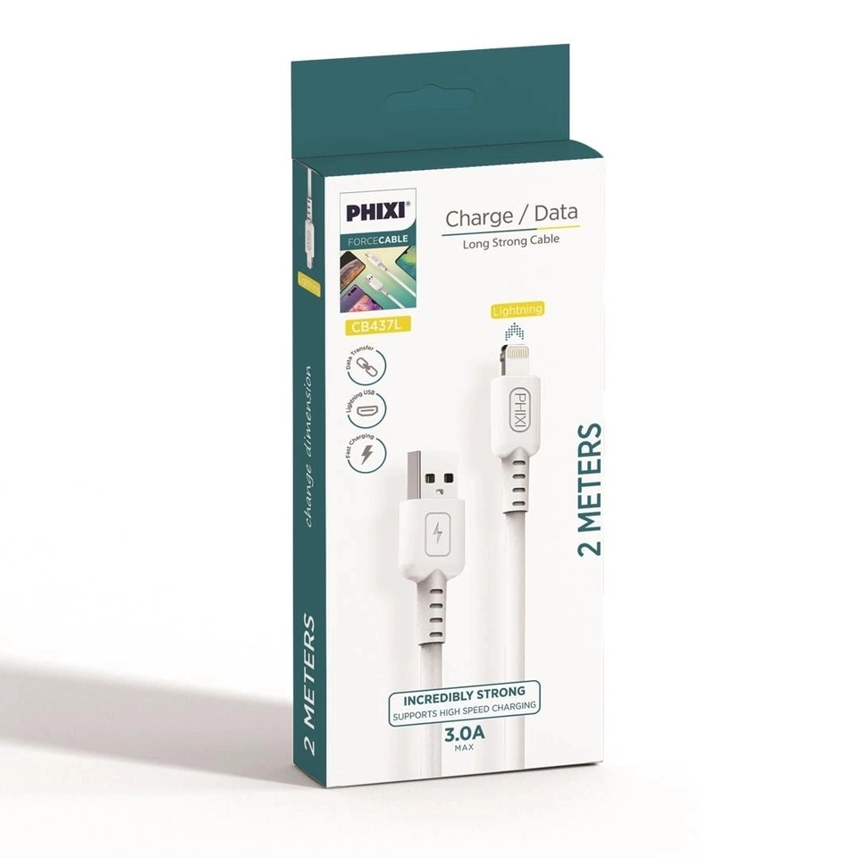 PHİXİ CB437L 2MT. 3.0A LİGHTNİNG USB KABLO