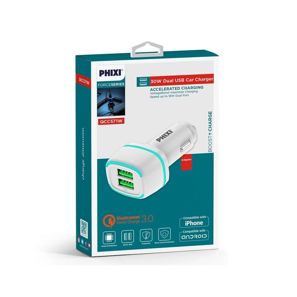 PHİXİ QCC571 3.0A USB/USB ARAÇ ŞARJ ADAPTÖR