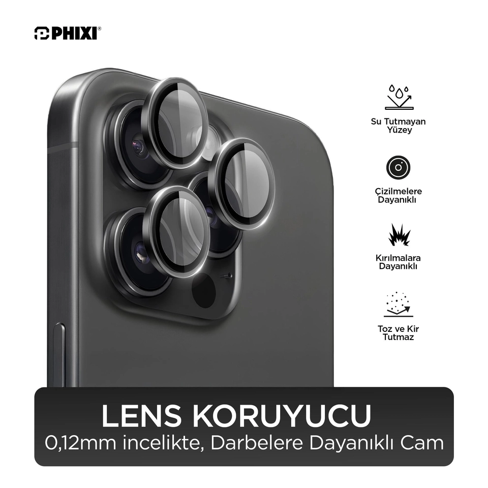 Phixi Premium Guard Serisi – iPhone 17 AİR Uyumlu Kamera Lens Koruyucu 