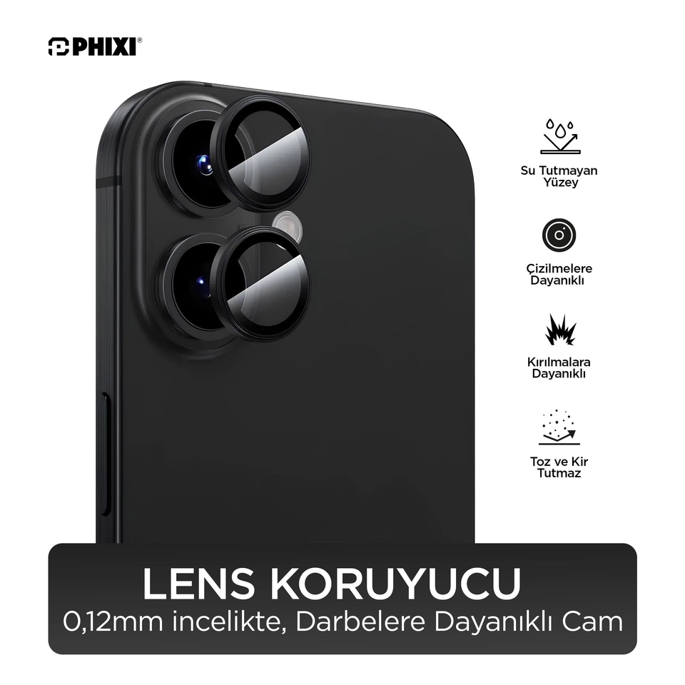 iPhone 16 / Plus Uyumlu Kamera Lens Koruyucu - Phixi Premium Guard Serisİ
