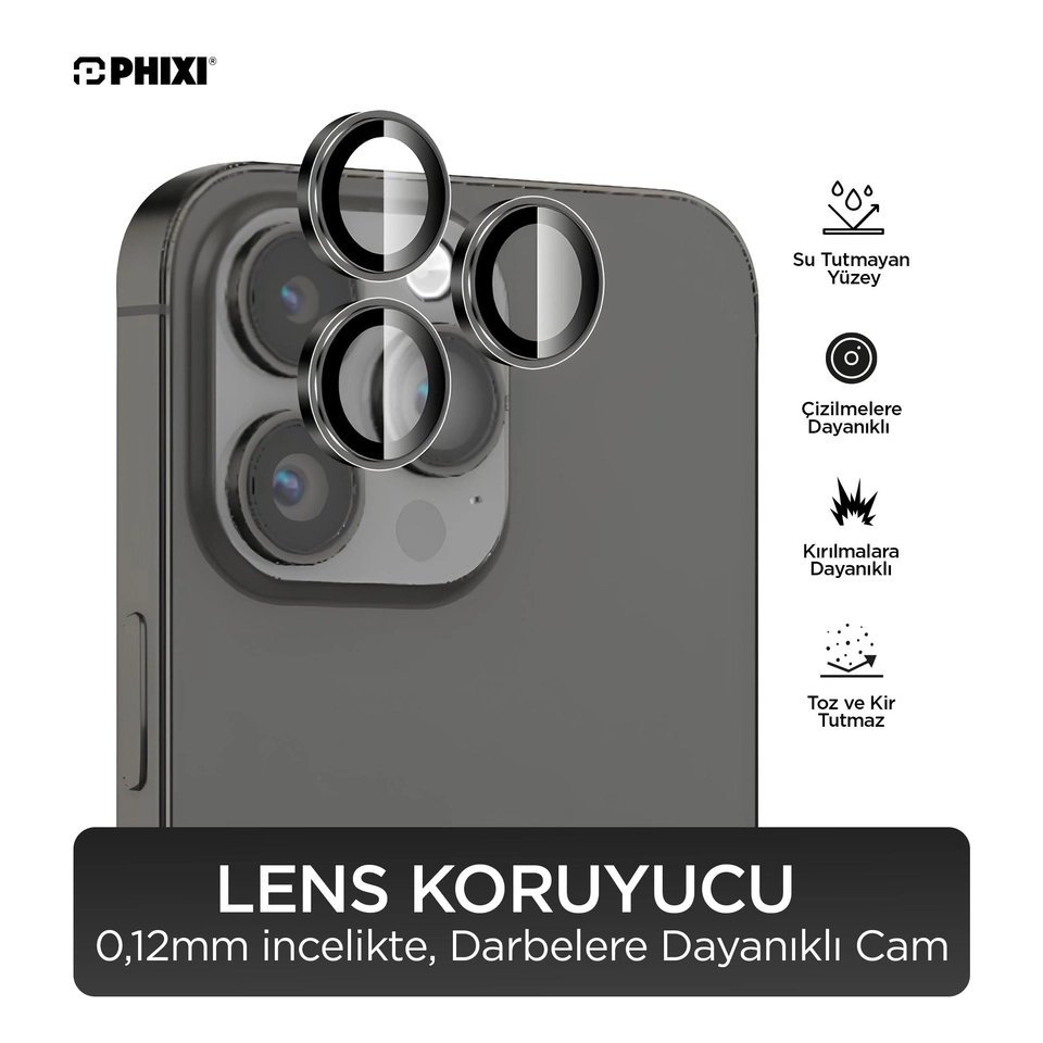 iPhone 13 Pro / Pro Max Uyumlu Kamera Lens Koruyucu - Phixi Premium Guard Serisİ