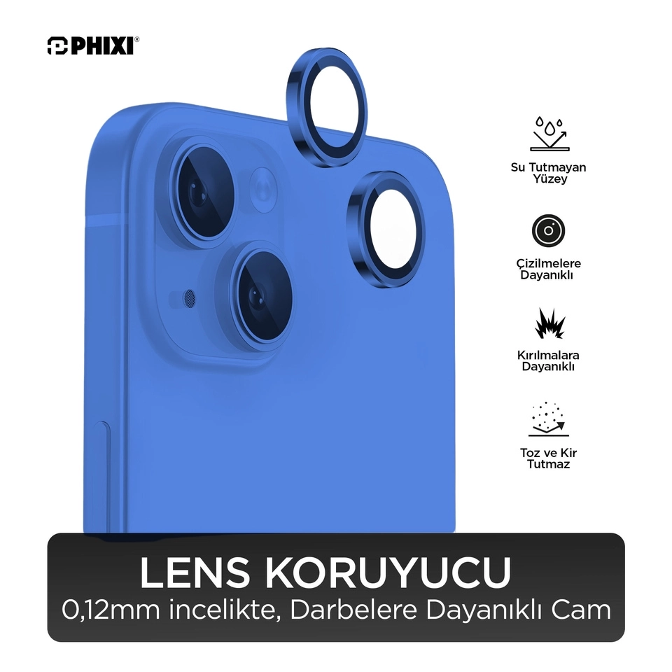 iPhone 15 / 15 Plus Uyumlu Kamera Lens Koruyucu - Phixi Premium Guard Serisİ