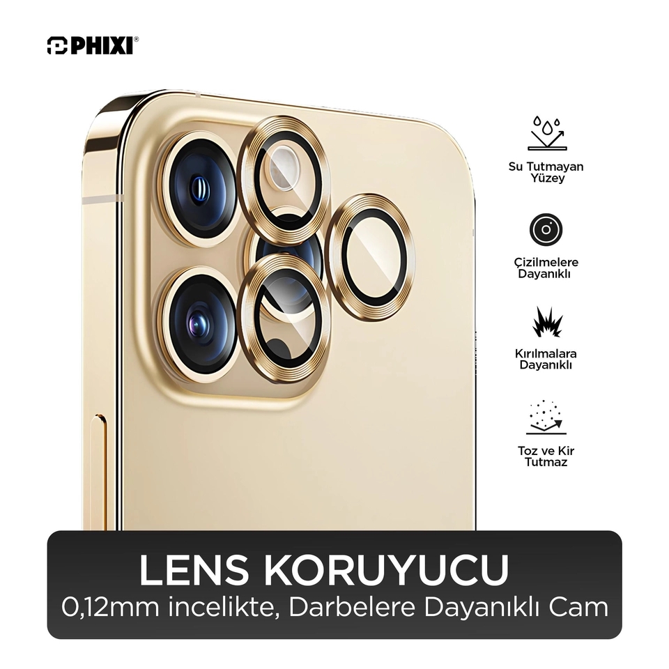 iPhone 14 Pro / Pro Max Uyumlu Kamera Lens Koruyucu - Phixi Premium Guard Serisi