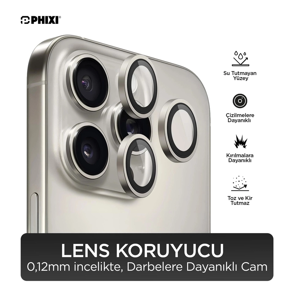 Phixi Premium Guard Serisi – iPhone 17 Uyumlu Kamera Lens Koruyucu