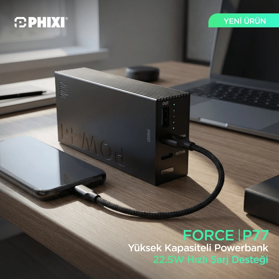 PHİXİ P77 22.5W 10.000MAH MİNİ METAL KASA POWERBANK