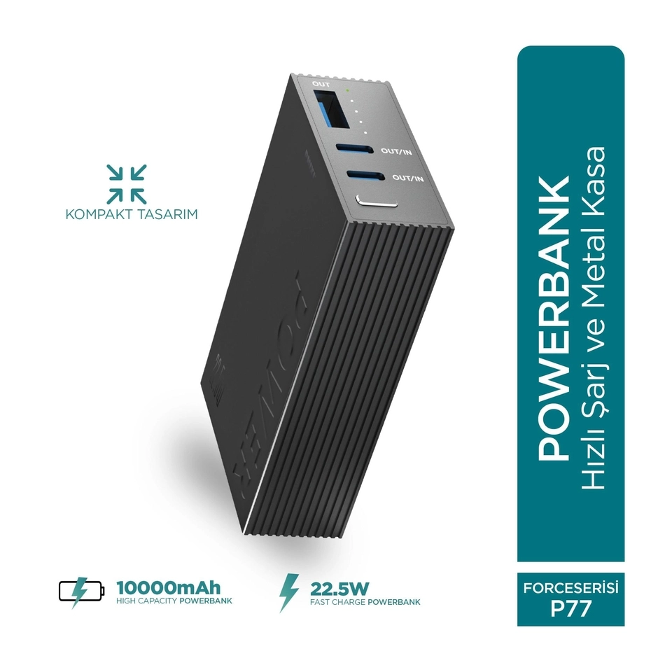 PHİXİ P77 22.5W 10.000MAH MİNİ METAL KASA POWERBANK
