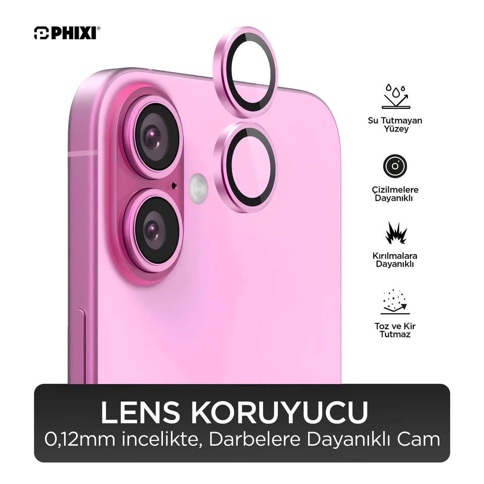 iPhone 16 / Plus Uyumlu Kamera Lens Koruyucu - Phixi Premium Guard Serisİ
