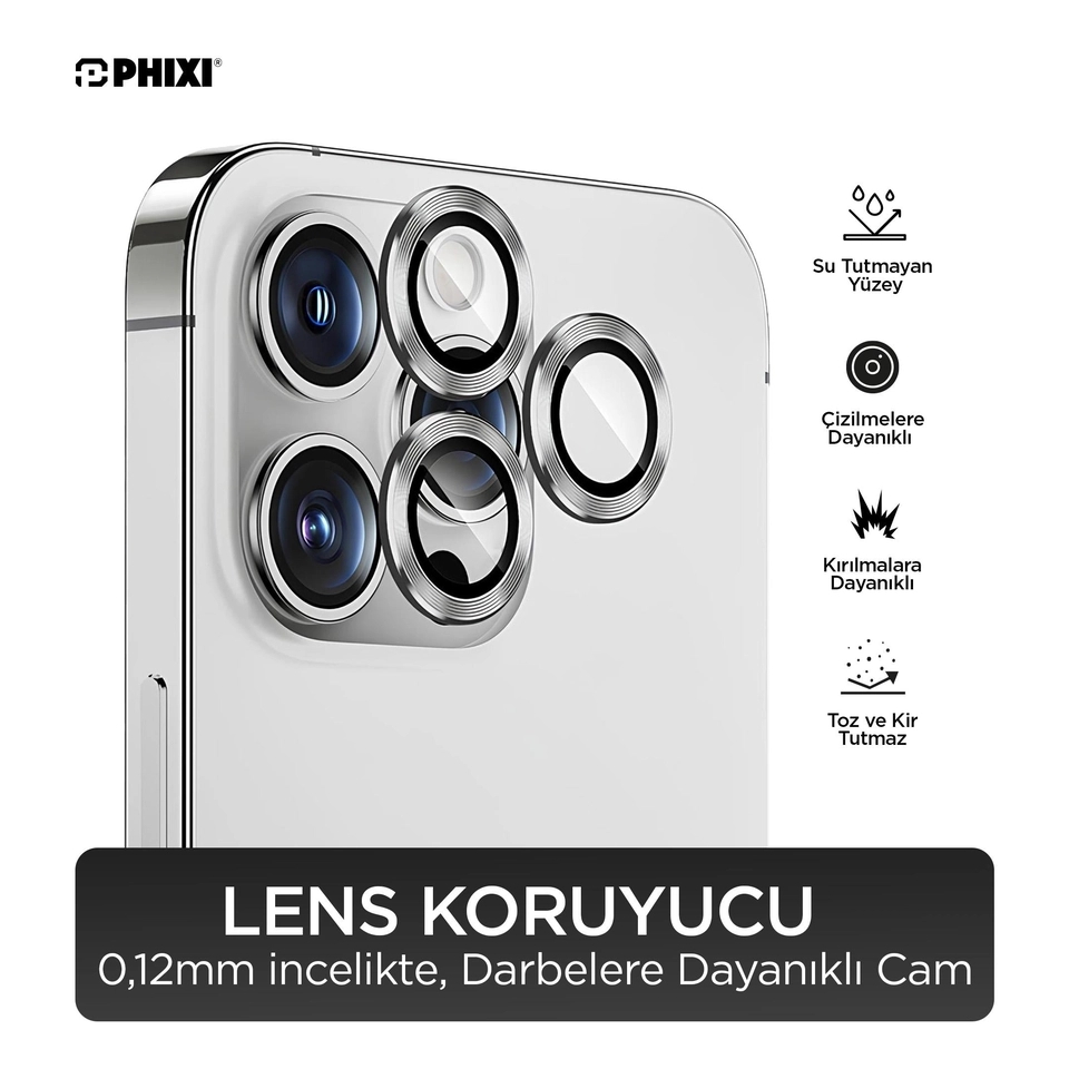 Phixi Premium Guard Serisi – iPhone 13 Pro / Pro Max Uyumlu Kamera Lens Koruyucu