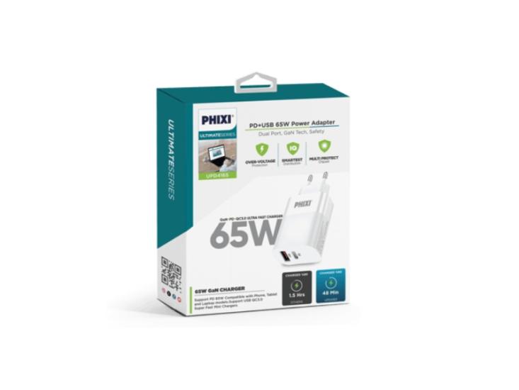 UPD4165 - 65W PD VE USB ÇIKIŞLI ADAPTÖR