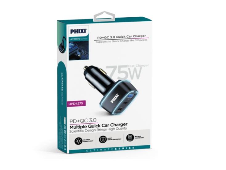 UPD4275 -PD DESTEKLİ  75W ÜÇ ÇIKIŞLI ARAÇ ŞARJ