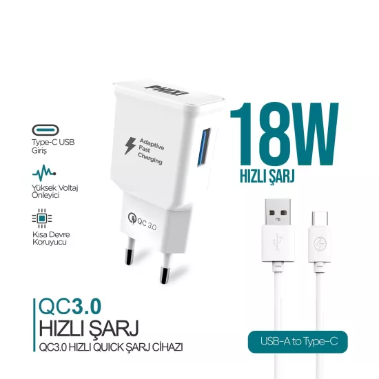 PHİXİ QCH202T 18W TYPE-C ŞARJ ALETİ