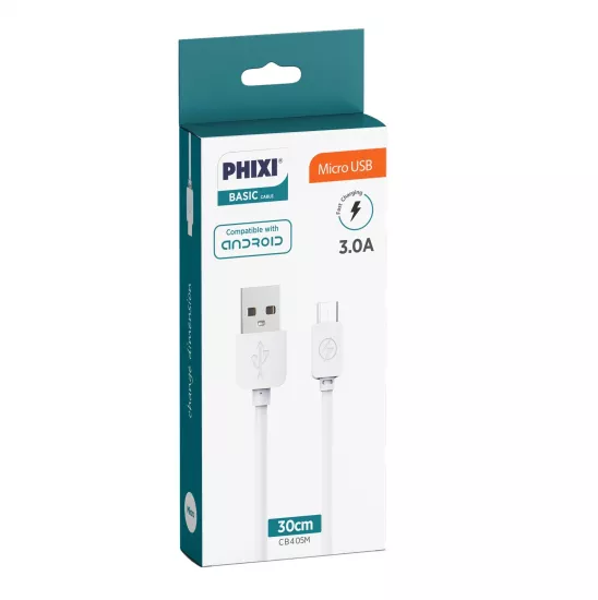 PHİXİ CB405M 3.0A 30CM KISA MİCRO USB KABLO
