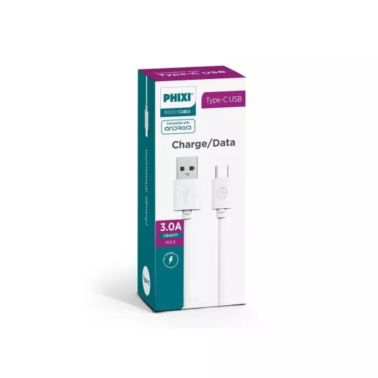 PHİXİ CB407T 30LU PAKET 3.0A TYPE-C USB KABLO