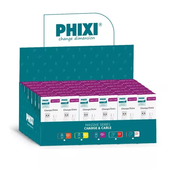 PHİXİ CB407T 30LU PAKET 3.0A TYPE-C USB KABLO
