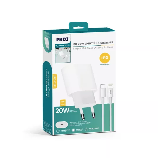 PHİXİ UPD4118L 20W PD LİGHTNİNG ŞARJ SETİ