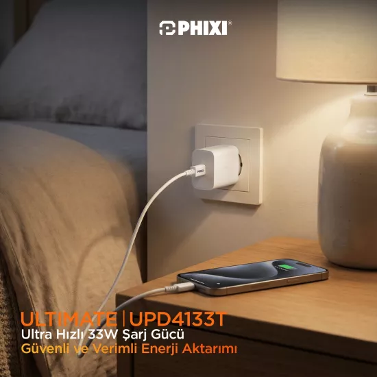 PHİXİ UPD4133T 33W TYPE-C TO TYPE-C KABLOLU PD ADAPTÖR