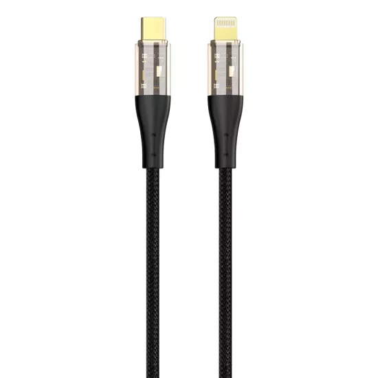 PHİXİ FORCE CB421L 30W ŞEFFAF METAL UÇ TYPE-C TO LİGHTNİNG KABLO