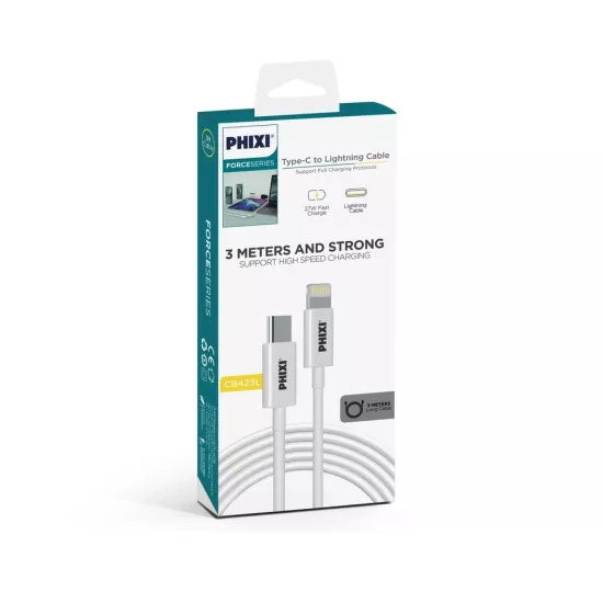PHİXİ CB423L 3MT. TYPE-C TO LİGHTNİNG KABLO