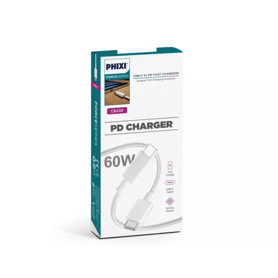 PHİXİ CB430 60W USB-C TO USB-C HASIR ÖRGÜ KABLO