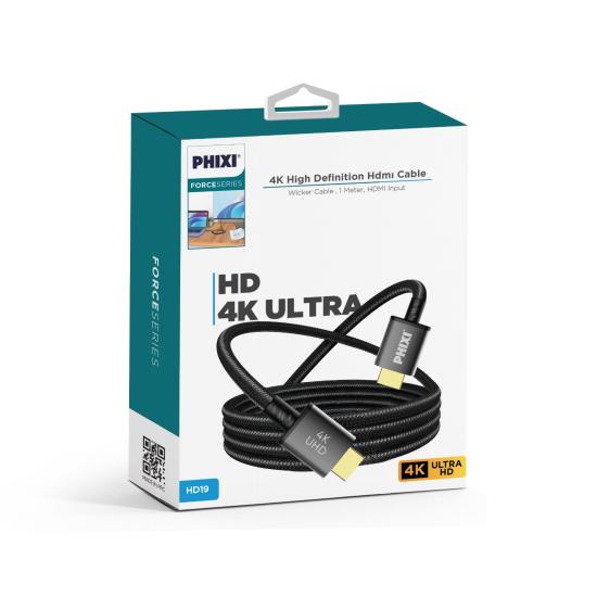 PHİXİ HD19 4K YÜKSEK ÇÖZÜNÜRLÜKLÜ HDMI HASIR KABLO (1 MT)