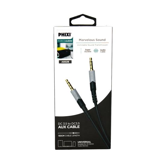 A852 SİLİKON 3.5mm SİYAH 1,5M AUX KABLO