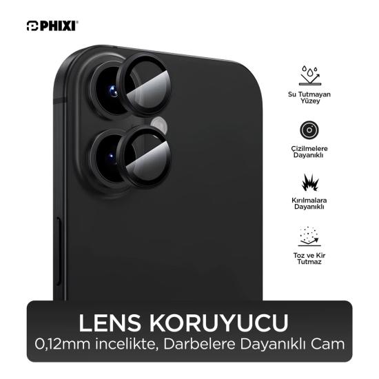 iPhone 16 / Plus Uyumlu Kamera Lens Koruyucu - Phixi Premium Guard Serisİ