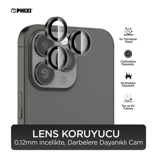 iPhone 13 Pro / Pro Max Uyumlu Kamera Lens Koruyucu - Phixi Premium Guard Serisİ