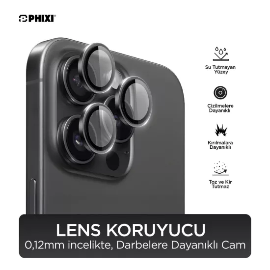 Phixi Premium Guard Serisi – iPhone 17 Uyumlu Kamera Lens Koruyucu