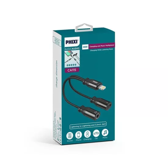 PHİXİ CA115 ÖRGÜ LİGHTNİNG TO 3.5MM VE LİGHTNİNG ÇEVİRİCİ