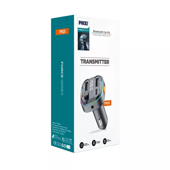 Phixi FM25 Transmıtter Wireless Radio Adapter Car Kit