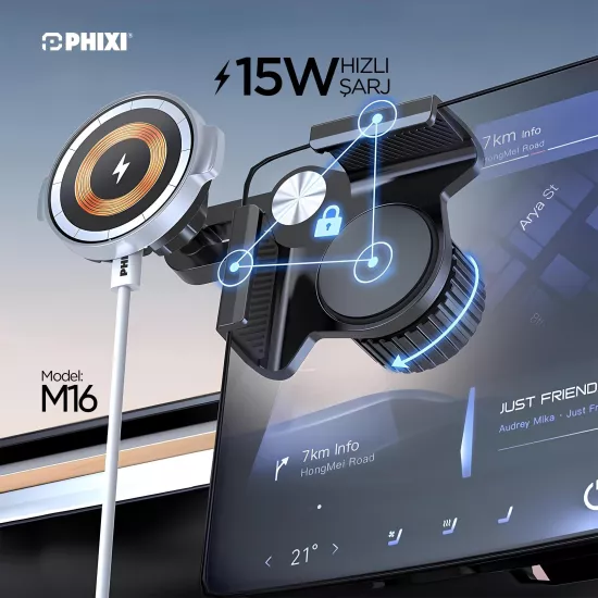 PHİXİ M16 MAGSAFE ARAÇ ŞARJ & TUTUCU