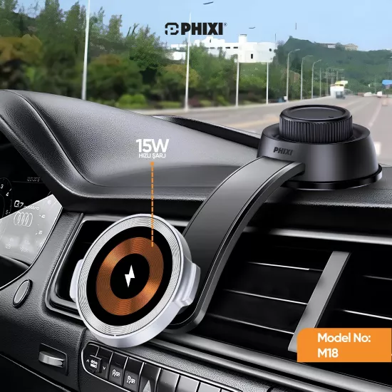 PHİXİ M18 MAGSAFE ARAÇ ŞARJ & TUTUCU