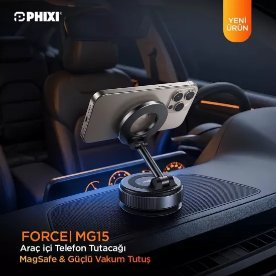 PHİXİ MG15 MAGGRİP VAKUMLU MAGSAFE ARAÇ TUTUCU