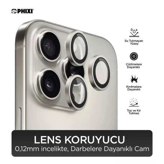 Phixi Premium Guard Serisi – iPhone 17 Pro / 17 Pro Max Uyumlu Kamera Lens Koruyucu
