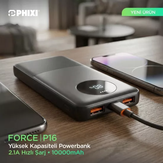 PHİXİ P16 2.1A ÇİFT ÇIKIŞLI 10.000MAH POWERBANK