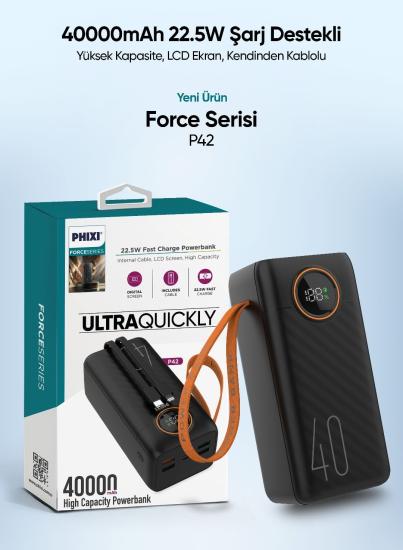 PHİXİ P42 40.000mAh 22.5W LCD EKRANLI POWERBANK