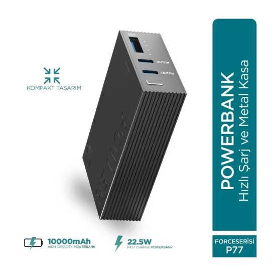 PHİXİ P77 22.5W 10.000MAH MİNİ METAL KASA POWERBANK