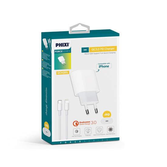 QCH281L - 15W PD DESTEKLİ LİGHTNİNG ŞARJ CİHAZI