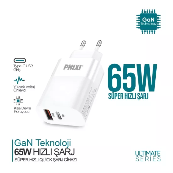 PHİXİ UPD4165 PD+USB 65W POWER ADAPTER