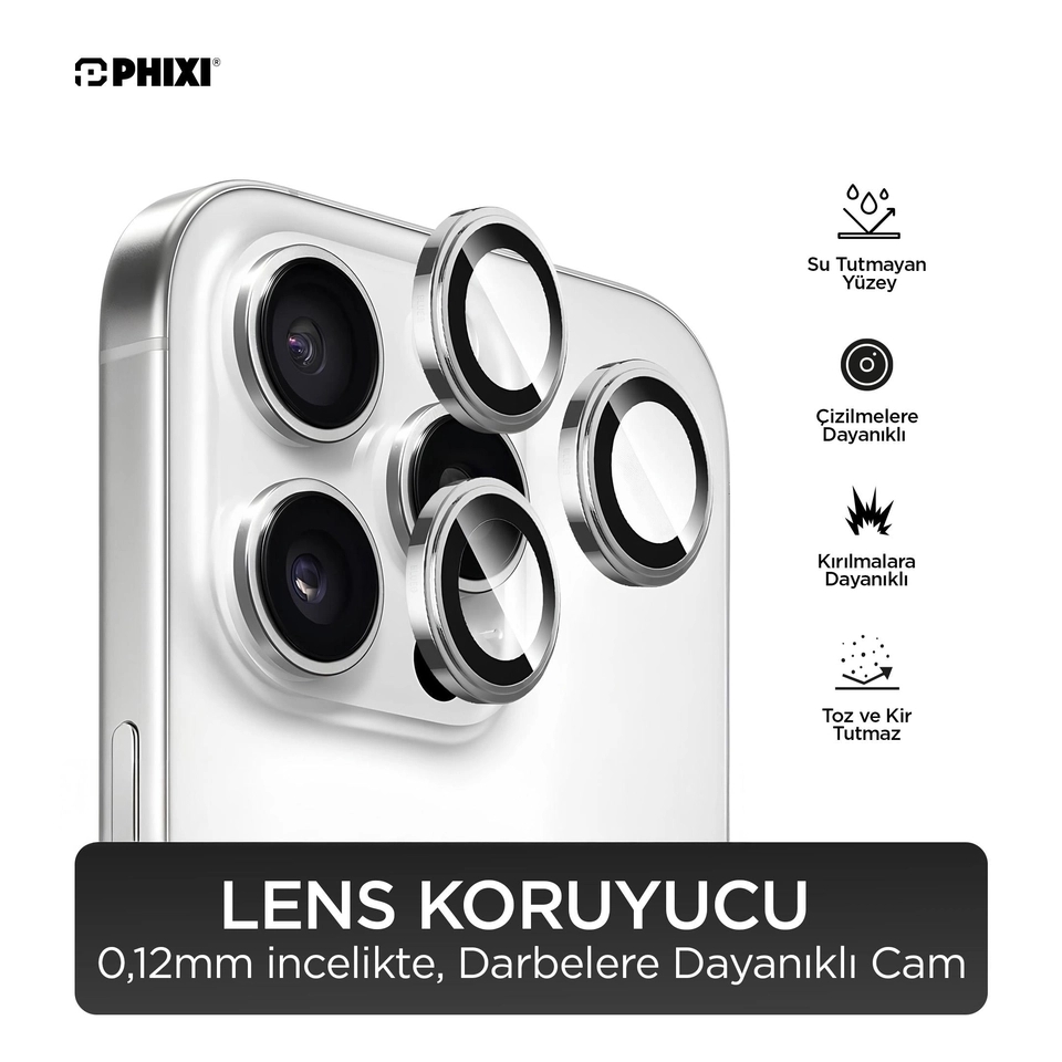iPhone 15 Pro / Pro Max Uyumlu Kamera Lens Koruyucu - Phixi Premium Guard Serisİ