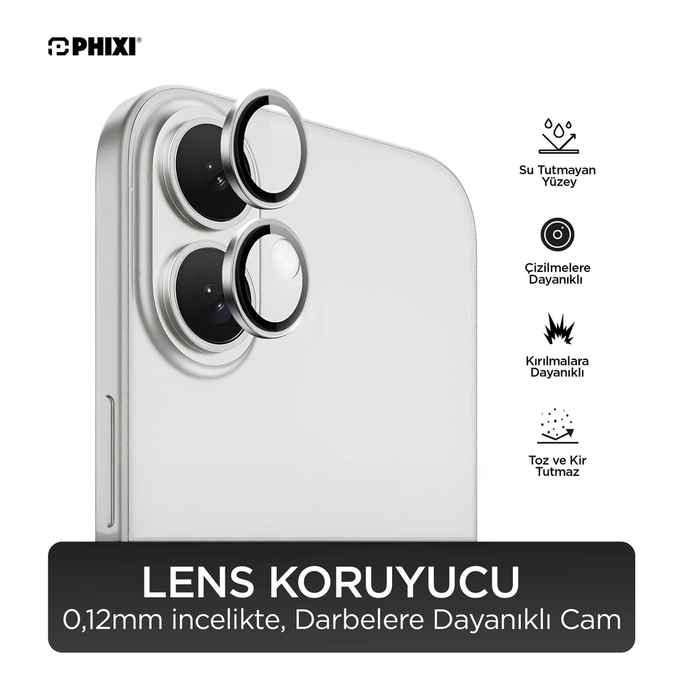 iPhone 16 / Plus Uyumlu Kamera Lens Koruyucu - Phixi Premium Guard Serisİ